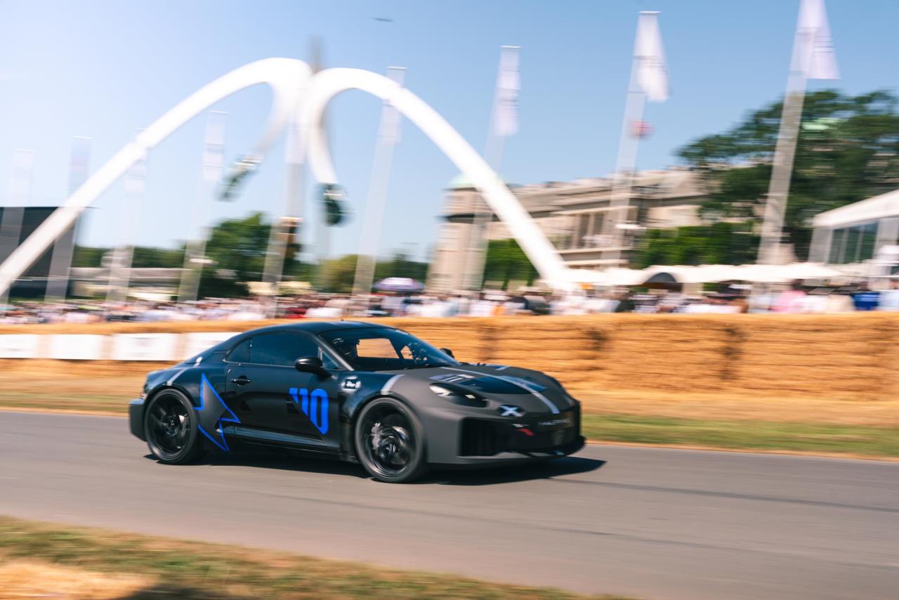 Alpine A110 FUTURE conquers Goodwood Hill on global debut