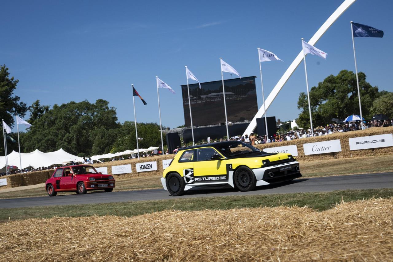 Renault 5 Turbo 3E makes its UK public dynamic debut at the Goodwood Festival of Speed, running in t