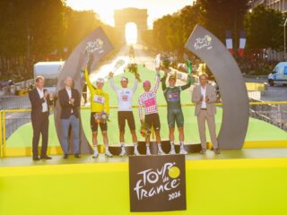 Tadej Pogačar, winner of the 113th Tour de France, receives crystal trophy created by Škoda Design |