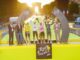 Tadej Pogačar, winner of the 113th Tour de France, receives crystal trophy created by Škoda Design |