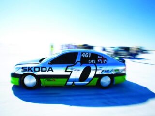 227.080mph: Škoda UK celebrates 15th anniversary of 'Salt Spec' Octavia vRS driving into the Land Sp