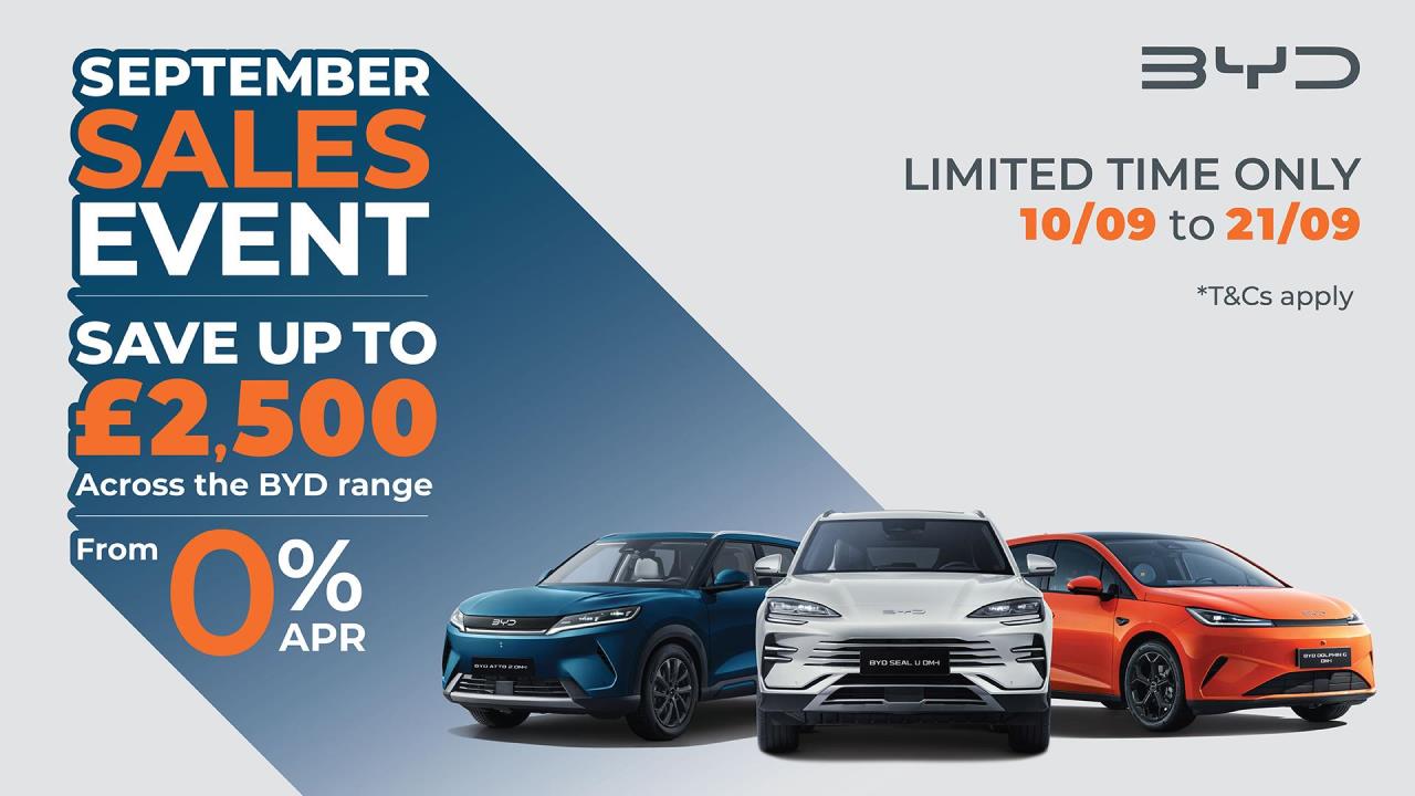 BYD UK supercharges September with biggestever sales event